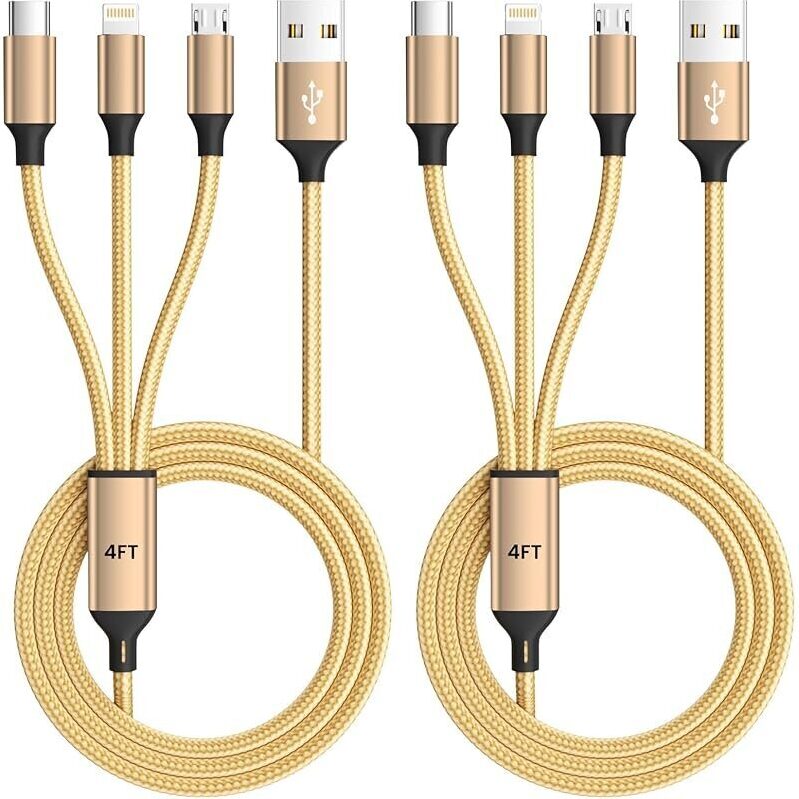Versatile 4ft USB Multi Charging Cable (2-Pack) - Ultimate Convenience