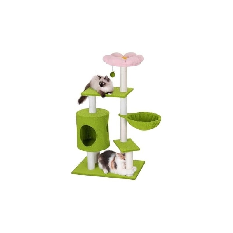 Flower Cat Tree with 3 Scratching Posts 41.2-in