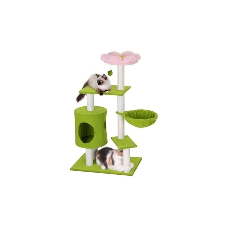 Flower Cat Tree with 3 Scratching Posts 41.2-in