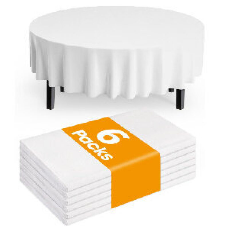 Disposable Waterproof Round Tablecloths - 6 Pack