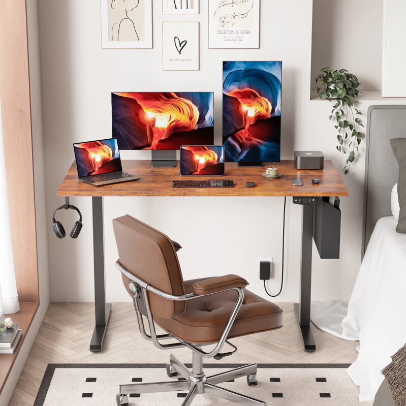 Satifur Electric Standing Desk - 48-inch Adjustable Height with Memory Preset