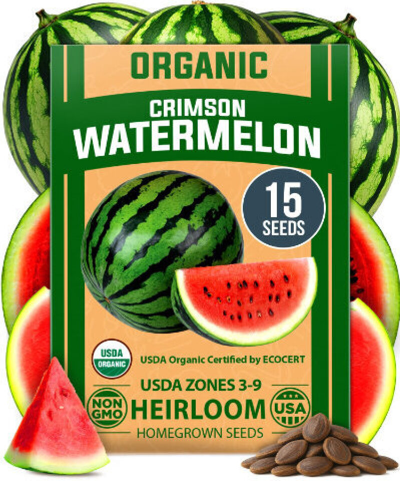 Organic Crimson Watermelon Seeds - 15 Heirloom Seeds