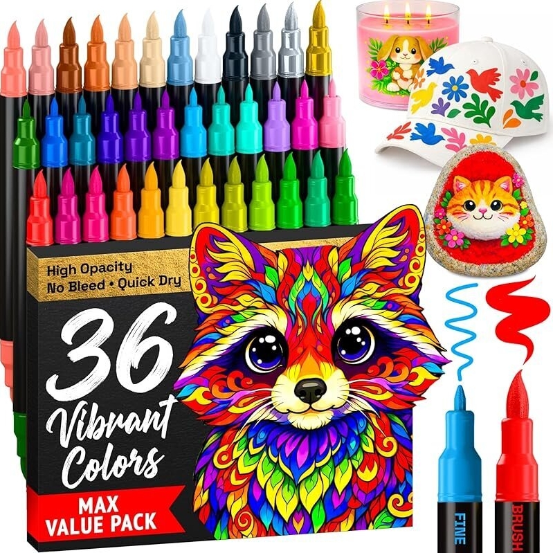 36-Pack Artistro Acrylic Paint Markers - Ultimate Art Kit