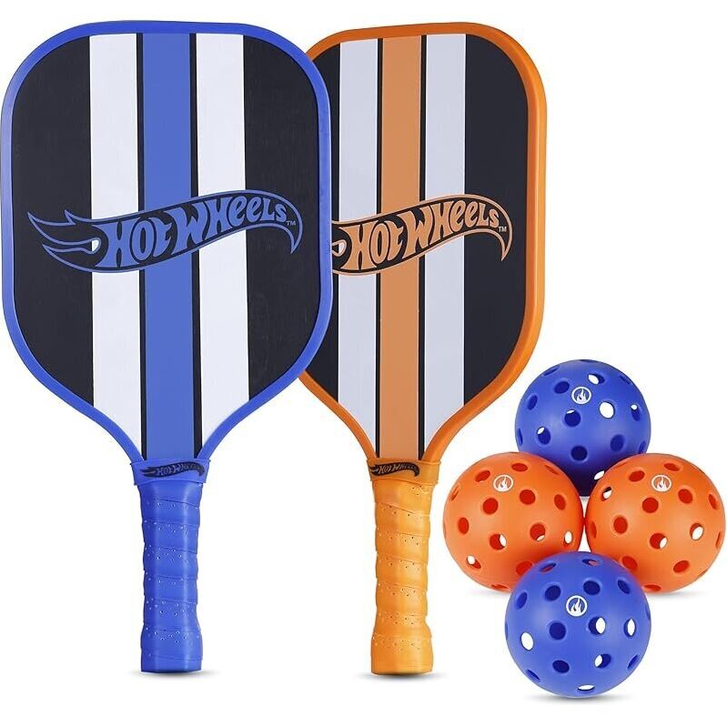 Hot Wheels Wooden Pickleball Bundle Set, 7-Piece - Complete Pickleball Gear