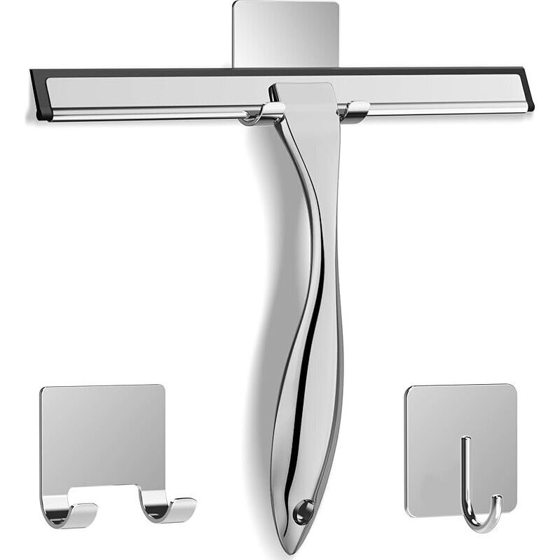 Docrok All-Purpose Stainless Steel Shower Squeegee with Hooks