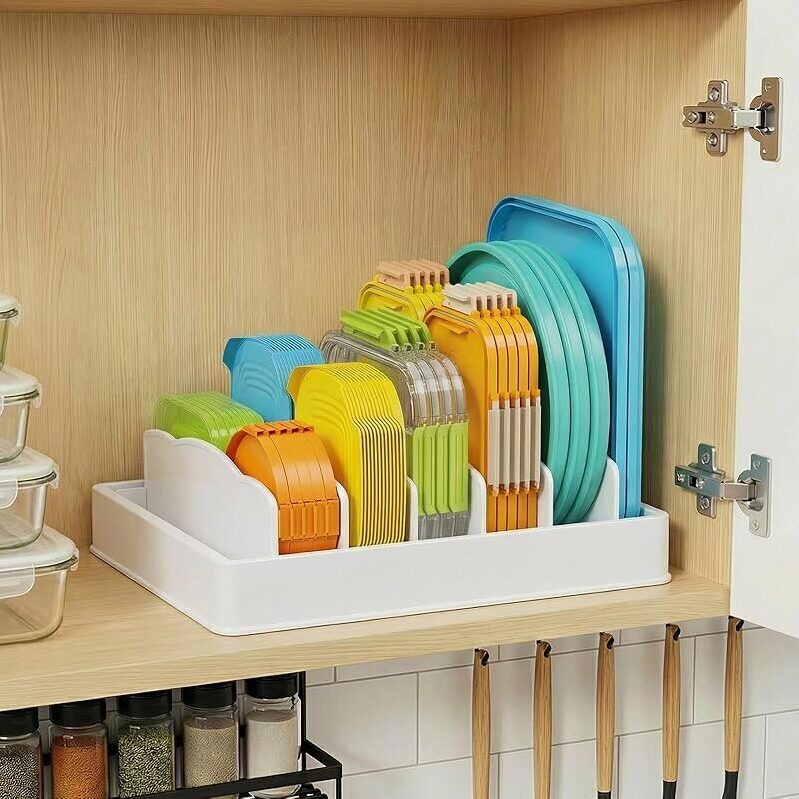 Versatile Kitchen Cabinet Organizer Lid Holder