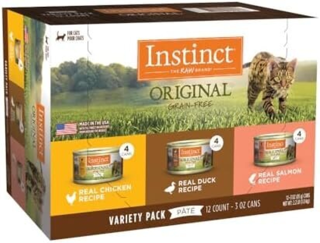 12 x 3oz Instinct Original Grain Free Recipe Natural Wet Canned Cat Food - Variety Pack