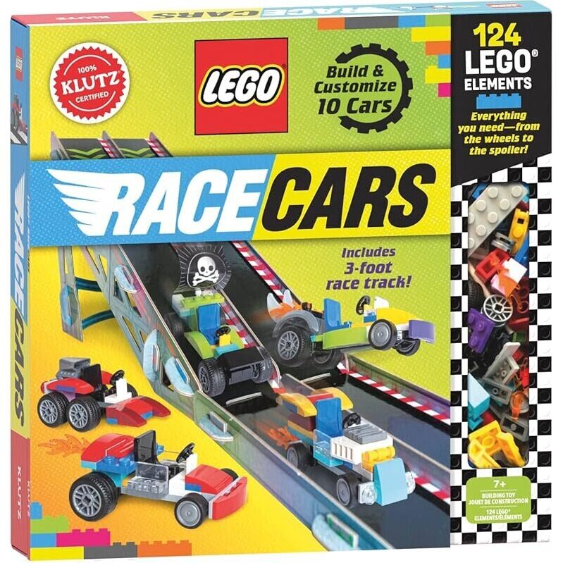 KLUTZ LEGO Race Cars STEM Activity Kit: Build and Race 10 Cars