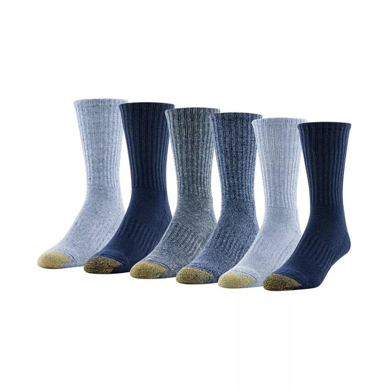 6-Pack Gold Toe Mens Kensington Reinforced Toe Short Crew Socks