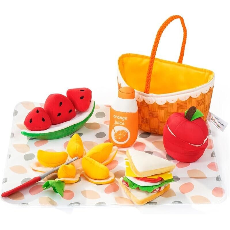 Jollybaby Soft Picnic Basket Cutting Play Food Toys - Engaging and Educational Playtime