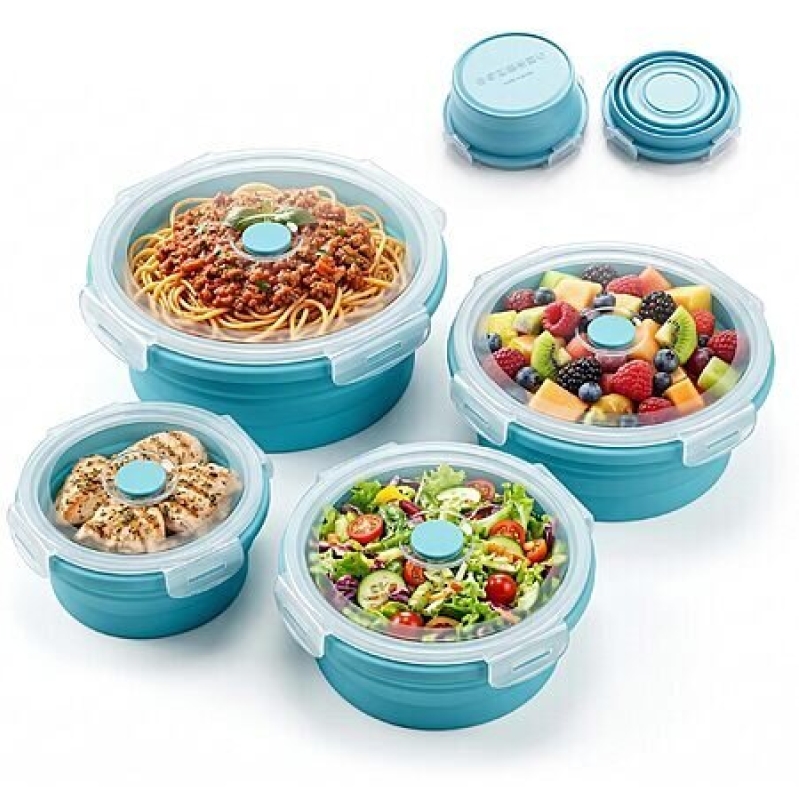 Yubng Silicone Space Saving Collapsible Meal Prep Containers - 4-Pack