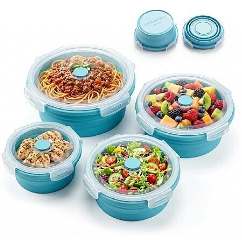 Yubng Silicone Space Saving Collapsible Meal Prep Containers - 4-Pack