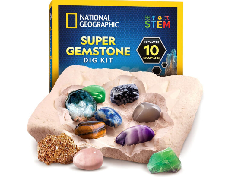Educational Gemstone Dig Kit for Kids - Discover 10 Real Gems