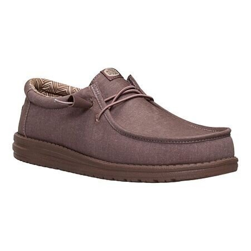 Hey Dude Men's Wally Canvas Shoes on Sale - Deep Taupe, Size 8-13