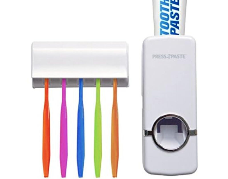Automatic Toothpaste Dispenser with Toothbrush Holder Set