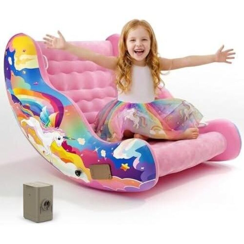 Feel the Calm: Rainbow Unicorn Inflatable Sensory Swing for Autism
