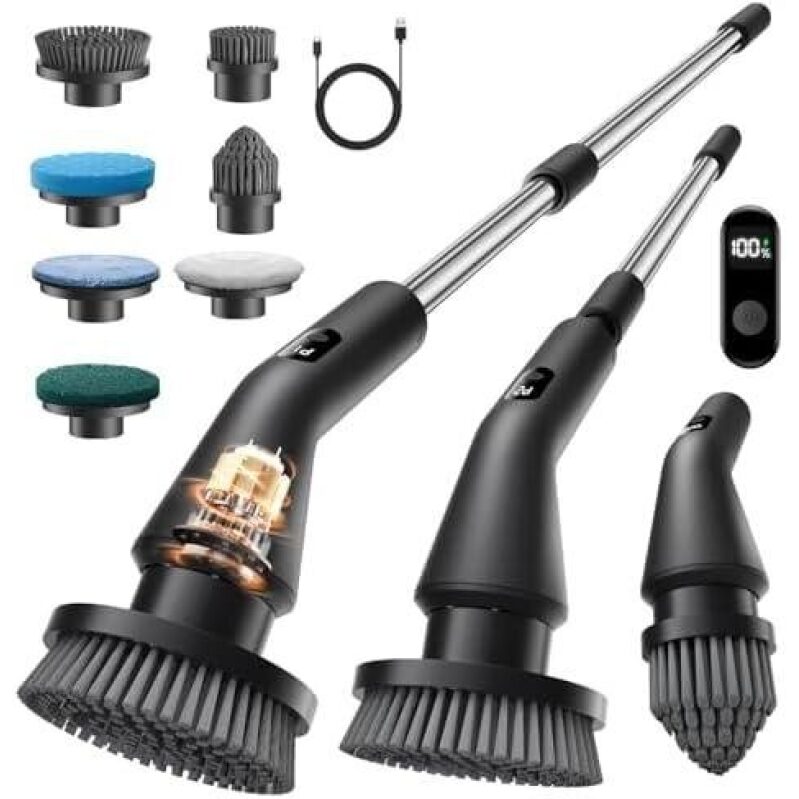 PowerClean Electric Rotation Brush - IPX7 Waterproof, 7 Brush Heads, Dual Speed