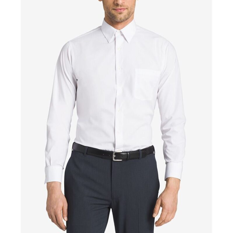 Van Heusen Mens Athletic Fitted Poplin Dress Shirt - Crisp, Professional, and Wrinkle-Free