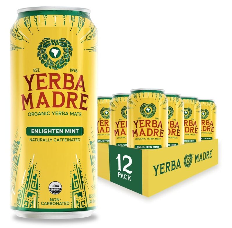 Organic Yerba Mate Drink - Mint Flavor - Natural Energy Boost