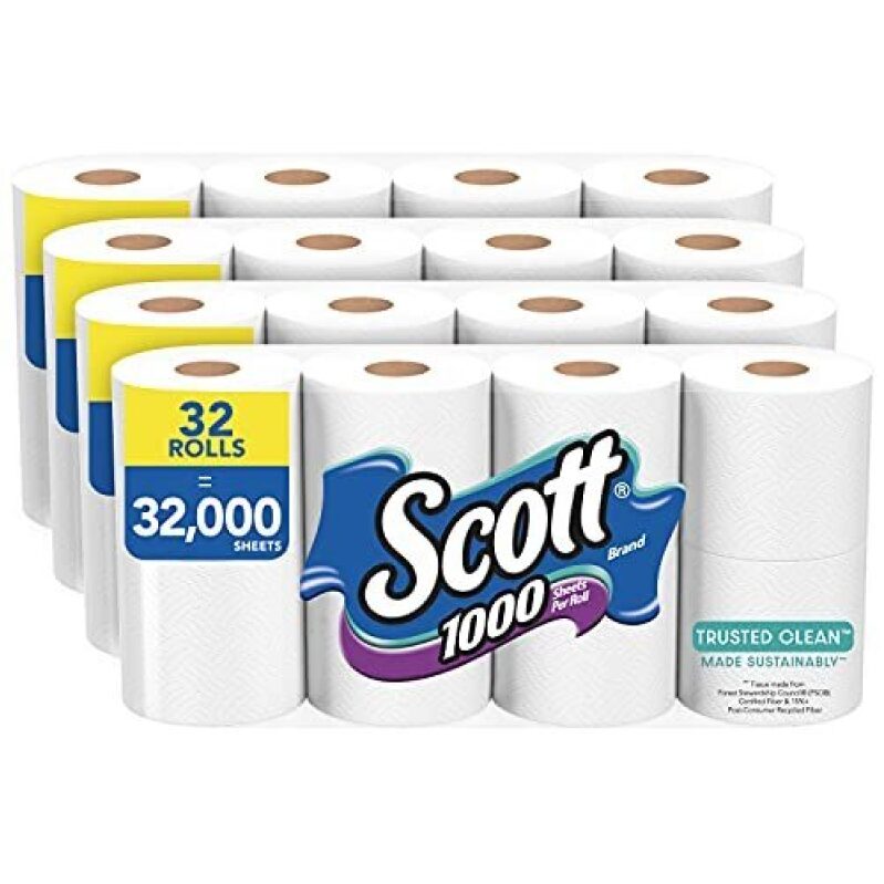 Scott 1000 Trusted Clean Toilet Paper - 32 Rolls, Big Savings