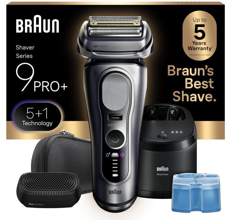 Braun Series 9 PRO+ Electric Shaver - Dry & Wet Use, Silver