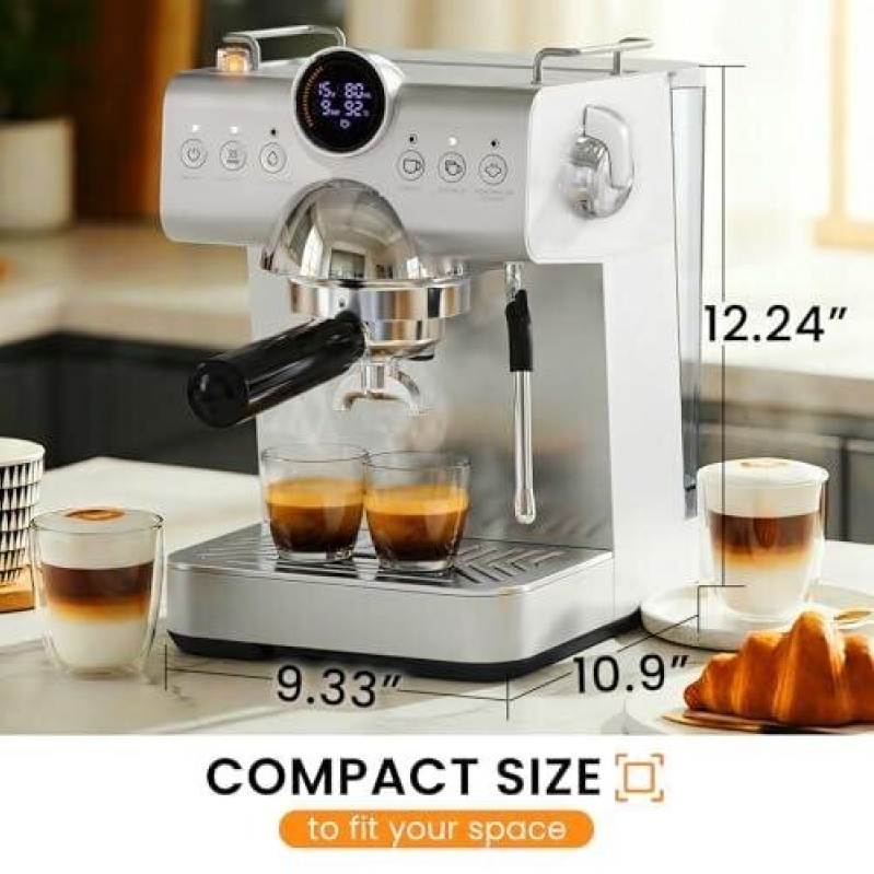 Compact LED Italian Coffee Maker with Milk Frothing - 47% Off