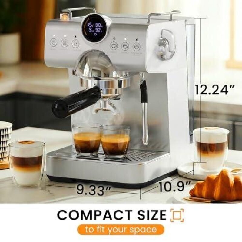 Compact LED Italian Coffee Maker with Milk Frothing - 47% Off