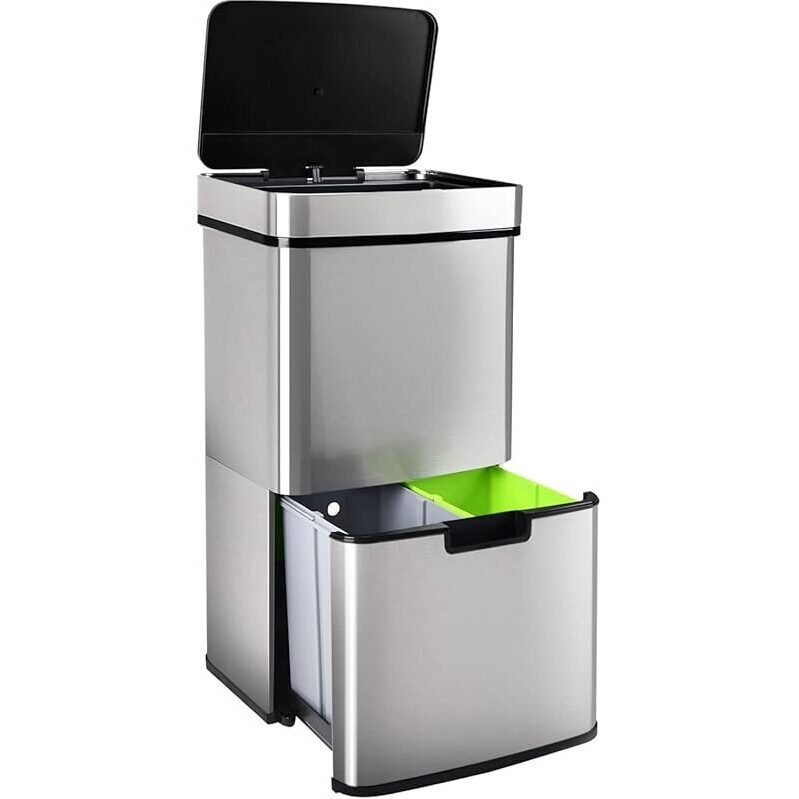 Costway 19 Gal Stainless Steel Trash Can with Kitchen Waste Bin