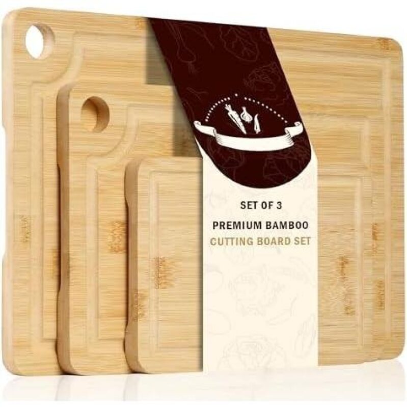 Elevate Your Kitchen with Our 3-Piece Bamboo Cutting Board Set