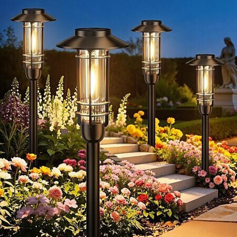 Affordable 6-Pack Outdoor Solar Pathway Lights - Warm White
