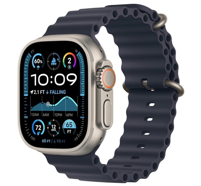 Spring Sale! Apple Watch Ultra 2 (GPS+Cellular, 49mm) Titanium Case | Blue Ocean Band | Universal Size | Premium Renewed