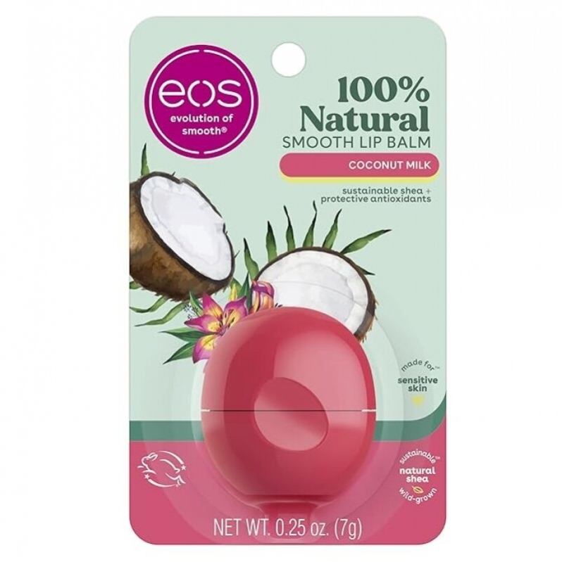 eos 100% Natural Lip Balm - Coconut Milk, Dermatologist Recommended, 0.25 oz