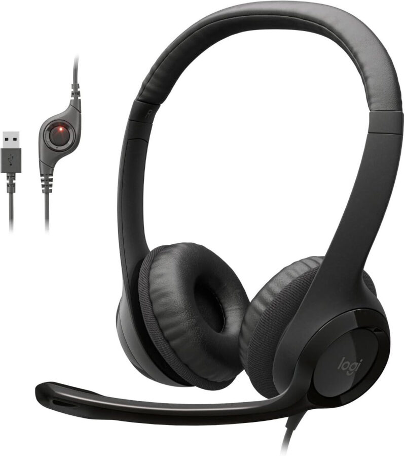 Logitech H390 Wired Computer Headphones with Noise-Canceling Microphone - Prime Exclusive