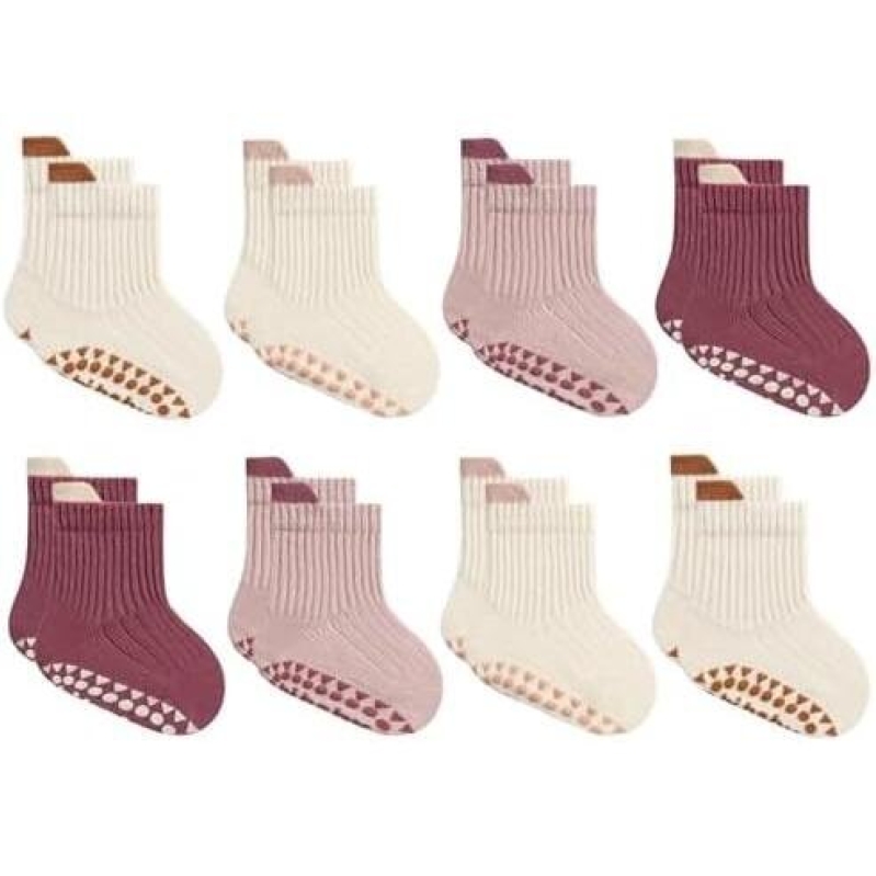8-Pack Baby Anti-Slip Socks - 0-5 Years, Boys & Girls, Cotton