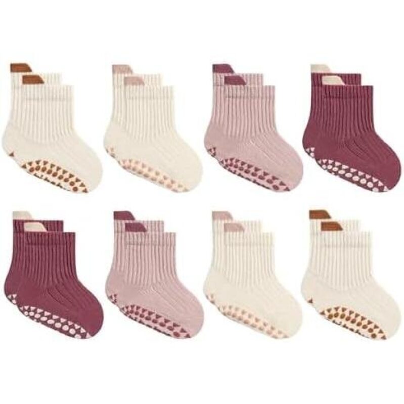 8-Pack Baby Anti-Slip Socks - 0-5 Years, Boys & Girls, Cotton