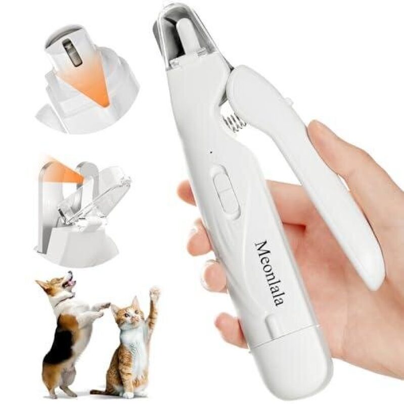 Meonlala Pet Nail Trimmer - 2-in-1 Silent and Splash-Proof, Rechargeable