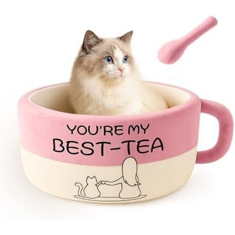 20 Inch Pet Bed with Coffee Cup Design - Washable and Cozy