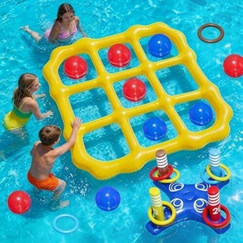 Two-in-One Giant Tic-Tac-Toe and Ring Toss Pool Toy - 57% Off