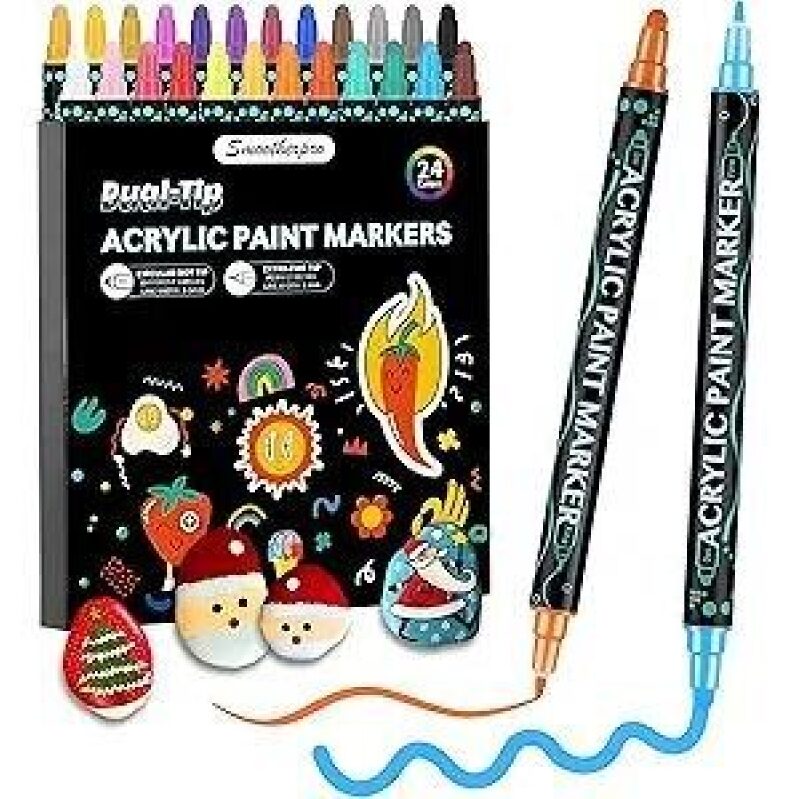 24 Color Acrylic Paint Markers - 50% Off Deal