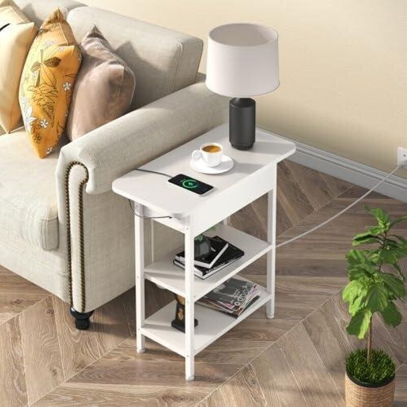 White Charging End Table with Storage - 40% OFF