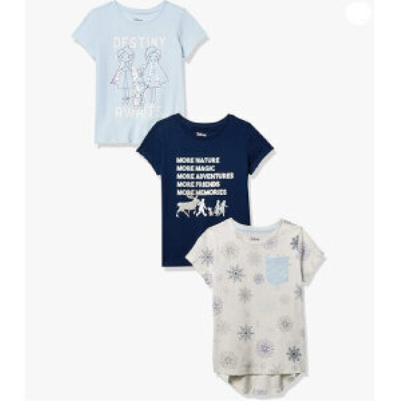 Girls' Short Sleeve T-Shirts 3-Pack - Disney Frozen II Designs