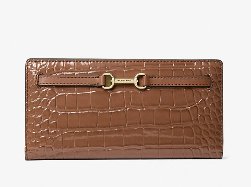 Michael Kors Carson Crocodile Embossed Long Wallet - Luxury Deal