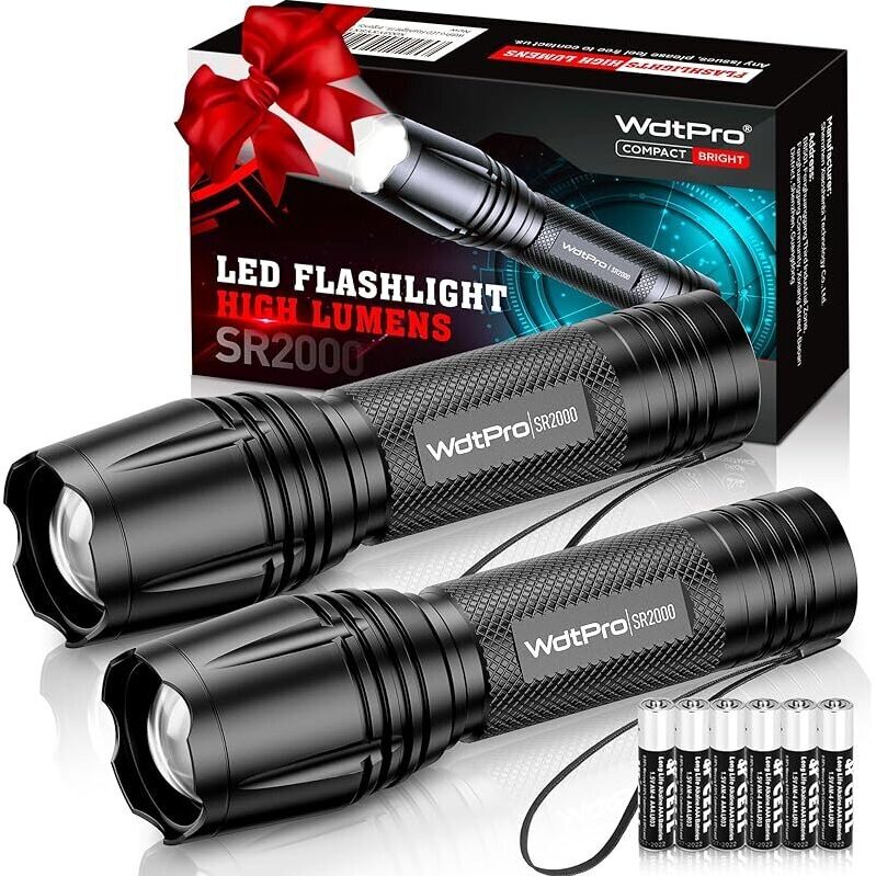 Bright and Durable WdtPro SR2000 Pro Mini LED Flashlight 2-Pack