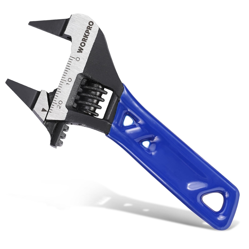4-Inch Thin Jaws Stubby Wide Opening Adjustable Wrench