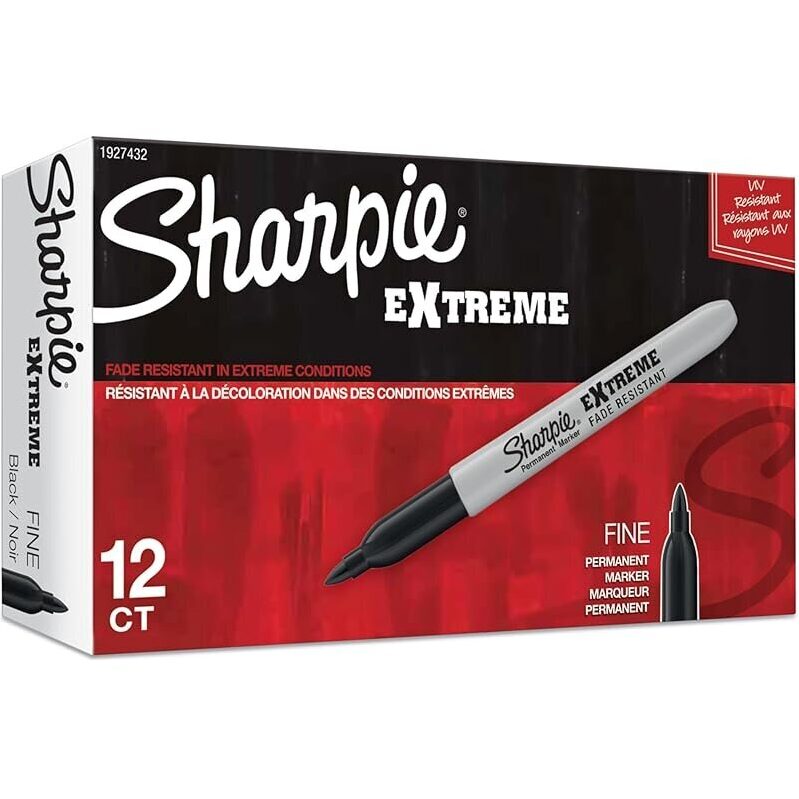 Sharpie Extreme Permanent Markers - Fine Point, Black 12ct