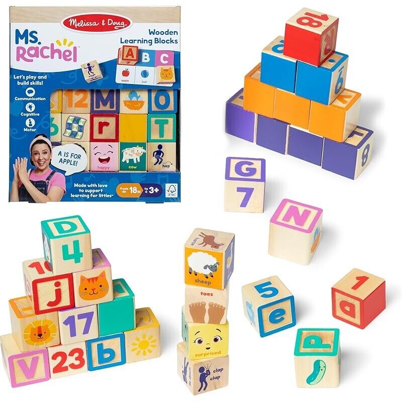 Melissa & Doug Letter, Number & Game Wooden Learning Blocks Set