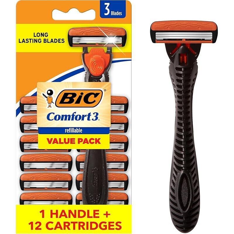 BIC Comfort 3 Refillable Razors - 1 Handle & 12 Cartridges