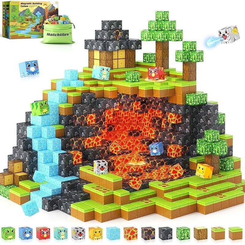 Matchtiles Magnetic Blocks: Build a Magical Dinosaur World