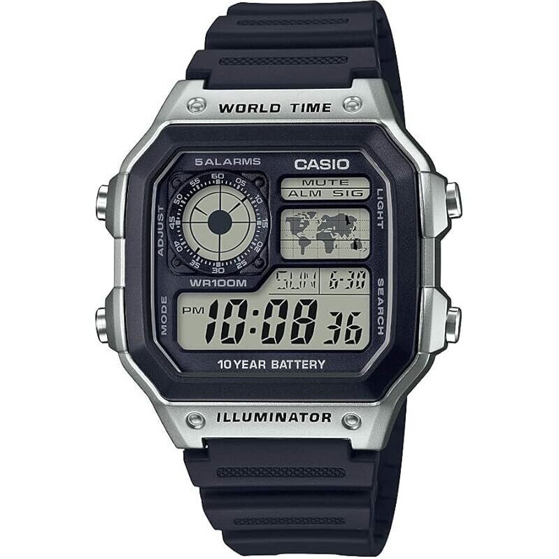 Casio AE1200WH-1A Men's Digital Watch - Dual Analog-Digital Display with World Time