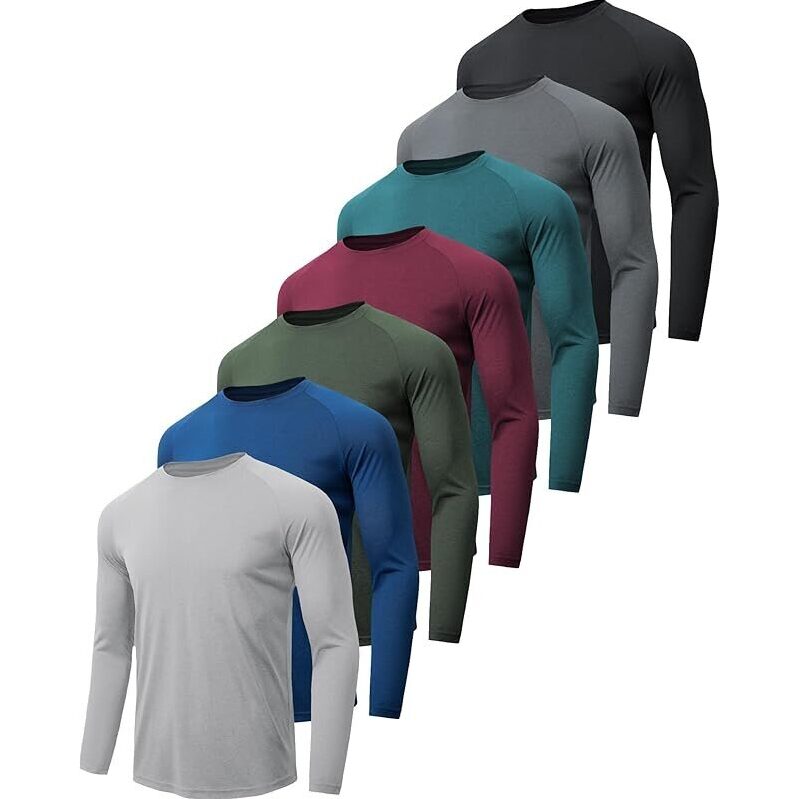 7-Pk Mlyenx Mens Quick Dry Moisture Wicking Long Sleeve Shirts